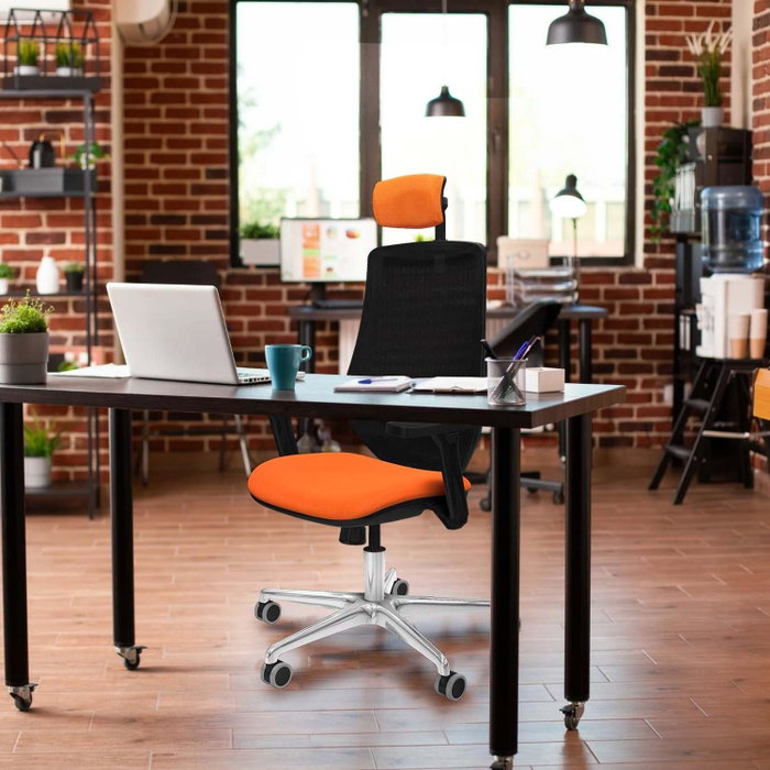 PIQUERAS Y CRESPO Silla de oficina Mardos con mecanismo Sincro, Naranja oscuro y Negro