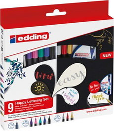 Rotulador Fibra Edding 1340 Brushpen Happy Lettering Set 9+2S