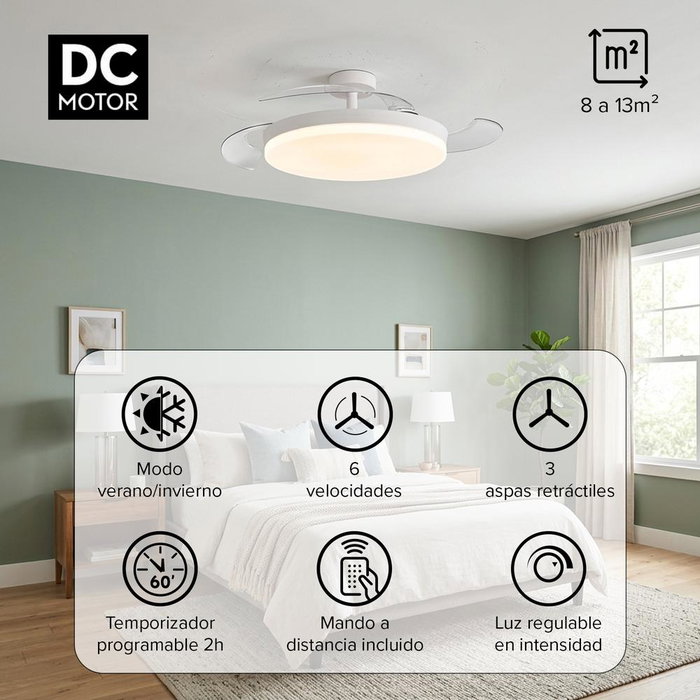 Yoevu CONCEPT OVA Ventilador de Techo Blanco con Luz LED