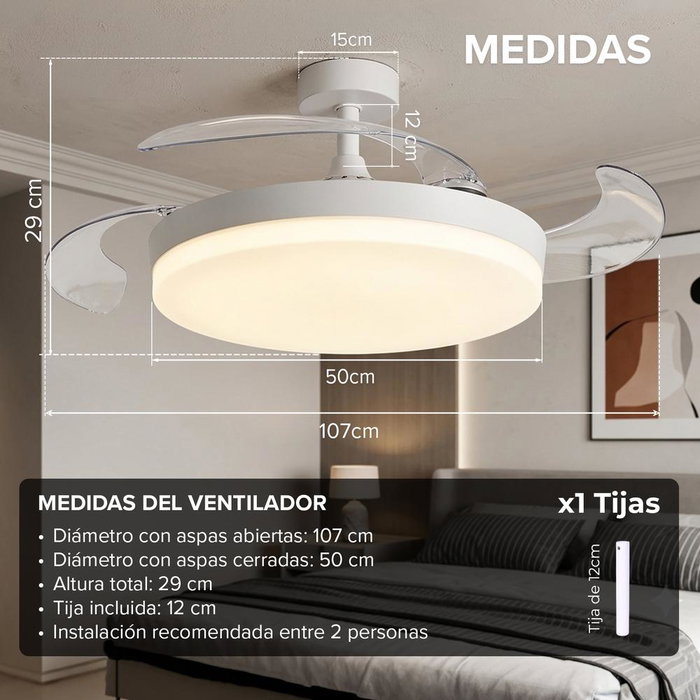 Yoevu CONCEPT OVA Ventilador de Techo Blanco con Luz LED