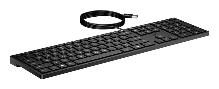 HP Teclado USB con Cable 320K - Productividad Diaria para Escritorio, Cableado, Cómodo y Fiable