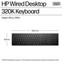 HP Teclado USB con Cable 320K - Productividad Diaria para Escritorio, Cableado, Cómodo y Fiable