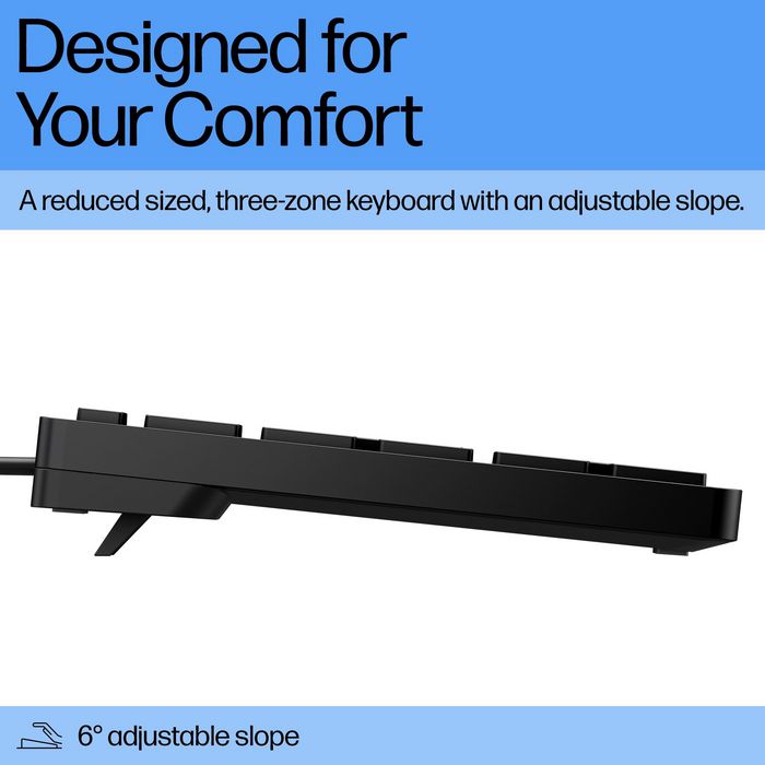 HP Teclado USB con Cable 320K - Productividad Diaria para Escritorio, Cableado, Cómodo y Fiable