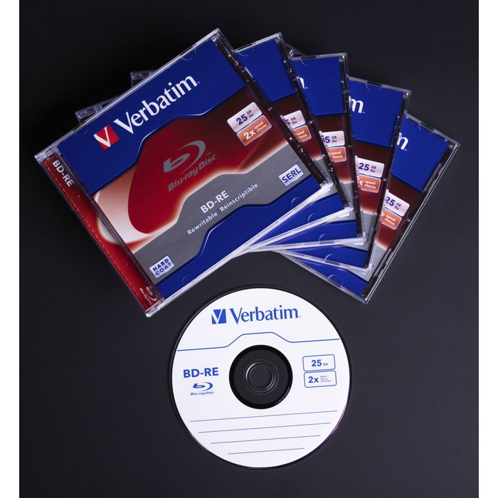 Verbatim BD-RE Blu-Ray 25GB 2x Speed, Pack de 5 en Jewel Case