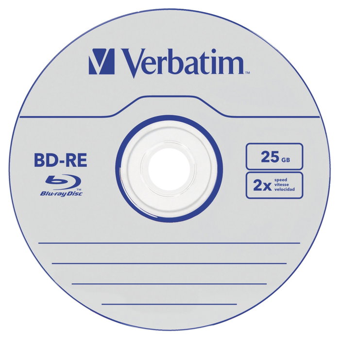 Verbatim BD-RE Blu-Ray 25GB 2x Speed, Pack de 5 en Jewel Case