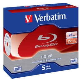 Verbatim BD-RE Blu-Ray 25GB 2x Speed Pack de 5