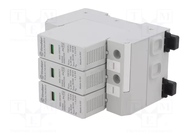 FINDER Limitador de sobretensiones Tipo 2 de 3 polos y 15kA FINDER Limitador de sobretensiones Tipo 2 de 3 polos y 15kA