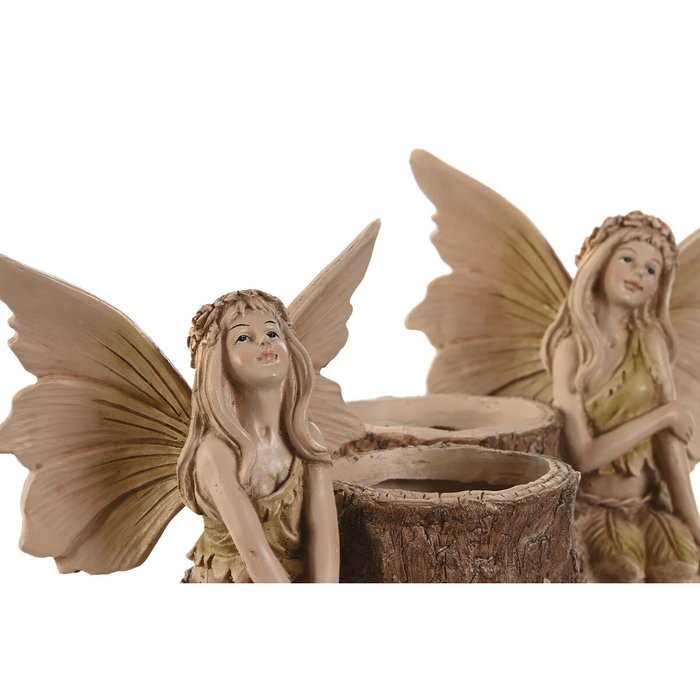 DKD Home Decor Figura de Resina Hada Surtido de 2 Unidades Marrón