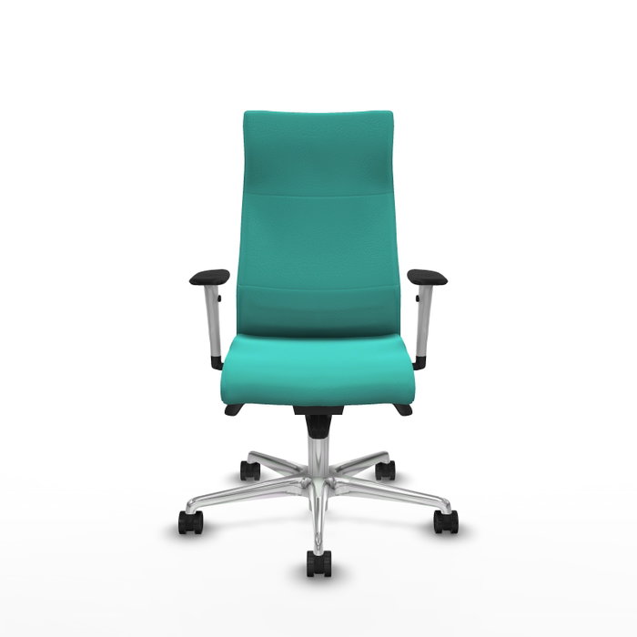 PIQUERAS Y CRESPO Sillón Albacete con Mecanismo Sincro, Similpiel Turquesa, Base Aluminio, Brazos 1D, Ruedas 65mm