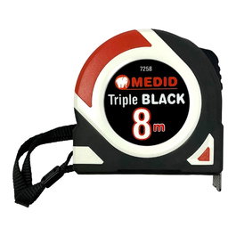 Medid Flexómetro Triple Black 8 m x 25 mm Cinta Métrica Bimaterial Premium