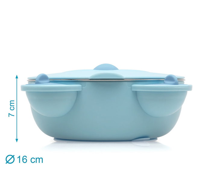 KioKids Recipiente Térmico Para Alimentos En Acero Inoxidable Azul Oso Infantil +4 Meses 450ml Con Ventosa Hermético