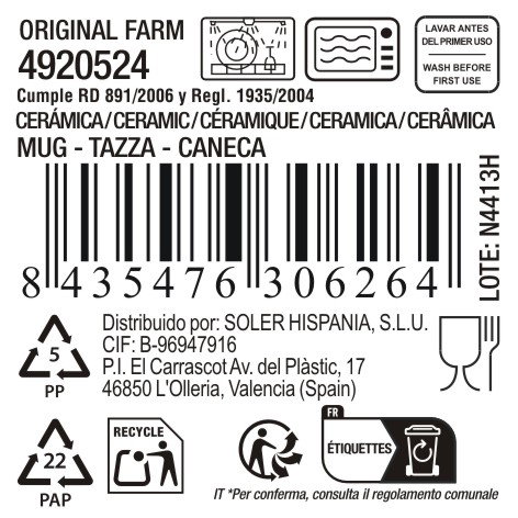 La Mediterranea Taza Jumbo ORIGINAL FARM 410cc (Pack de 18) lifo-original-farm-jumbo-410cc-18-pack