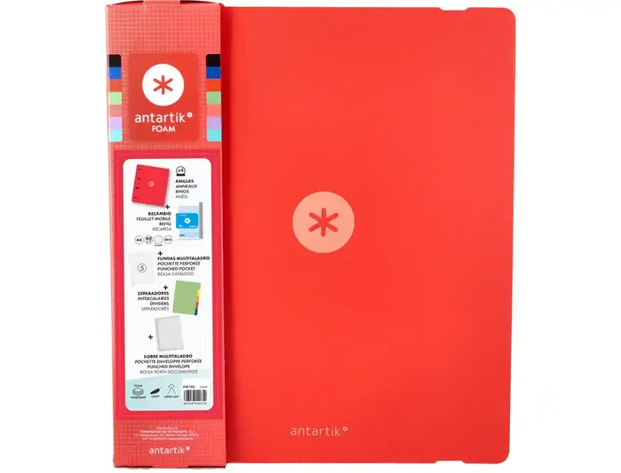Antartik Carpeta con recambio A4 Rojo Foam 4 anillas 35mm