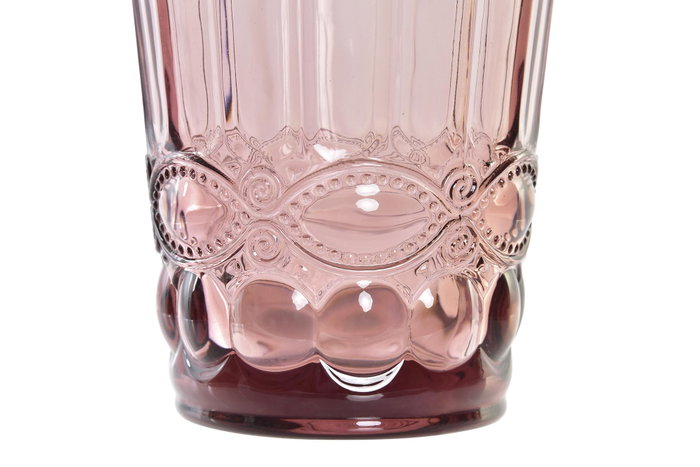 DKD Home Decor Vaso de Cristal Rosa con Relieve Classic Garbo 240ml