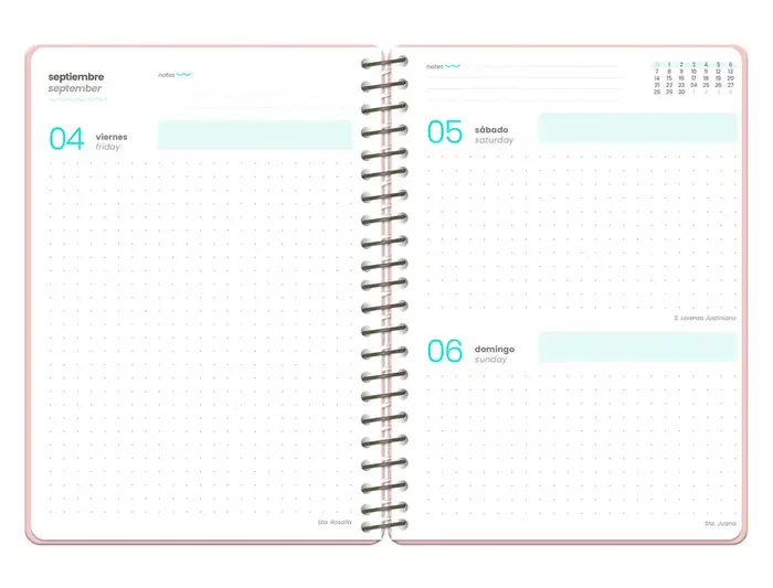 Liderpapel Agenda Escolar Fantasy 26-27 Día Página A6+ Bilingüe con Espiral, Papel FSC 80g, Gomilla y Pegatinas, Color Gato
