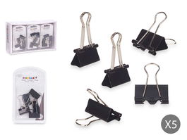 Pincello Set 5 Pinzas Clip Negro Metal 2 x 11.5 x 1.5 cm (Set de 24)