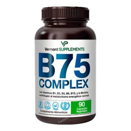 VERMONT SUPPLEMENTS B75 Complex 90 Cápsulas Veganas - Complejo de Vitaminas B para Energía