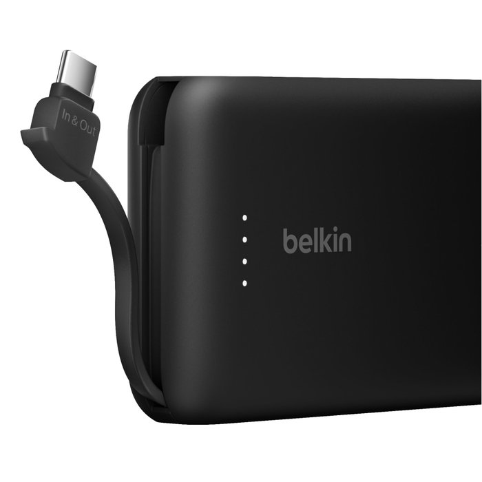 Belkin BPB021HQBK Batería Externa 10000 mAh Negro con Cable USB-C Integrado