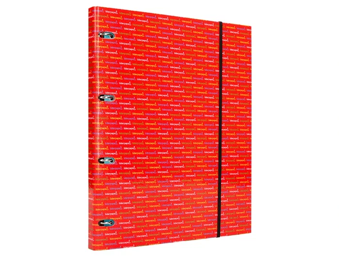 Liderpapel Carpeta con Recambio A4, Cuadro 5mm, Forrada, 4 Anillas de 20mm, 120 Hojas de 80g/m², Colores Surtidos