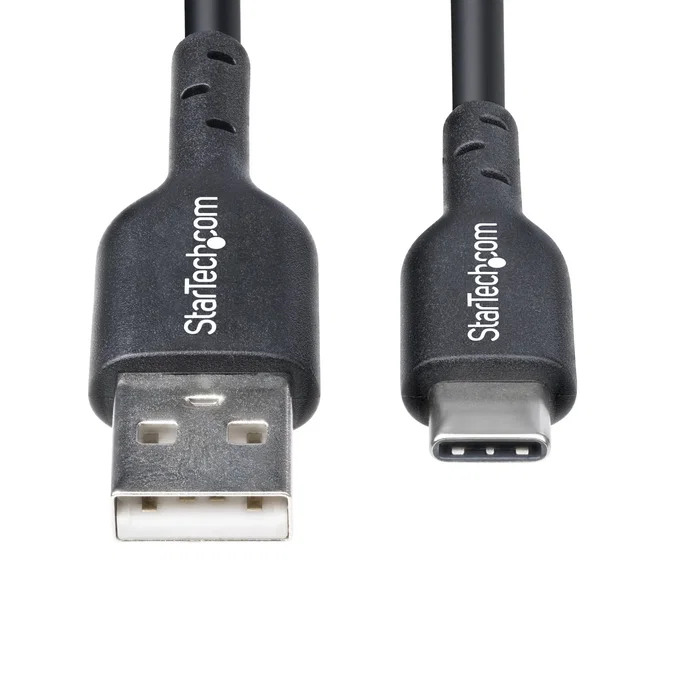 StarTech.com Cable USB-A a USB-C 2m USB2AC2MNC - Carga Rápida 15W/3A USB 2.0 - Compatible con iPhone 15, Samsung Galaxy, iPad Pro, MacBook, Negro