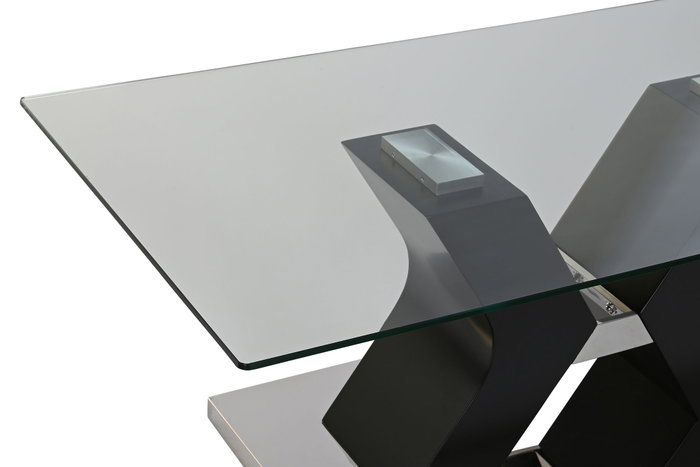 DKD Home Decor Mesa de Centro de Cristal Templado y MDF Negro
