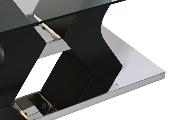 DKD Home Decor Mesa de Centro de Cristal Templado y MDF Negro