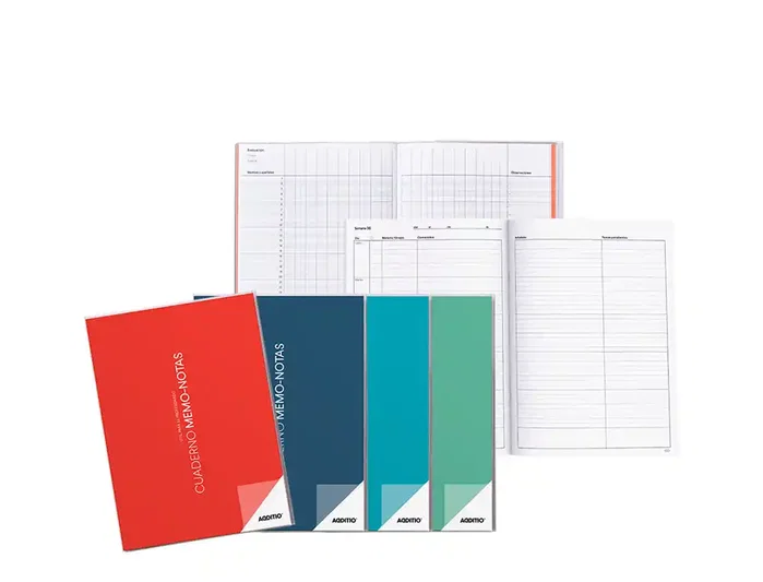 Additio Cuaderno Memo-Notas A4 para Profesorado con PVC y Colores Surtidos