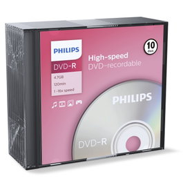 Philips DVD-R 4,7 GB 16x Slim Case (10 unidades)