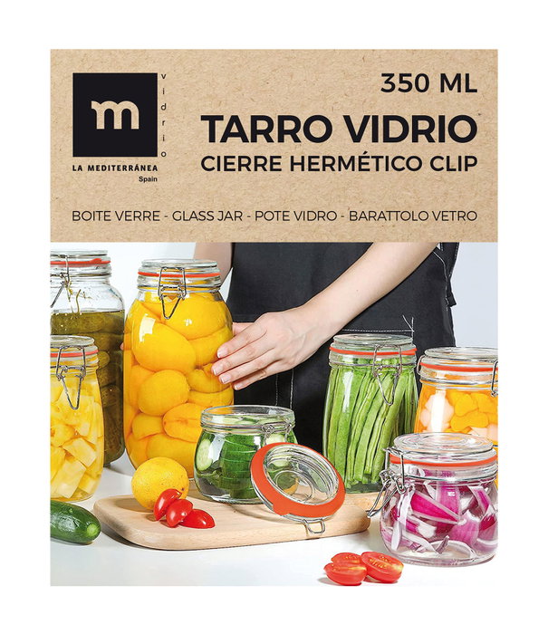La Mediterranea Tarro Hermético de Vidrio con Clip 350 ml (12 Unidades) La Mediterranea Tarro Hermético de Vidrio con Clip 350 ml (12 Unidades)