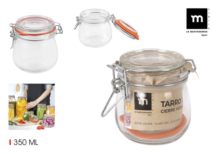 La Mediterranea Tarro Hermético de Vidrio con Clip 350 ml (12 Unidades) La Mediterranea Tarro Hermético de Vidrio con Clip 350 ml (12 Unidades)
