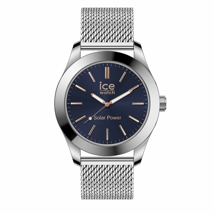 Ice Reloj Solar 023794 con correa de acero gris y esfera azul