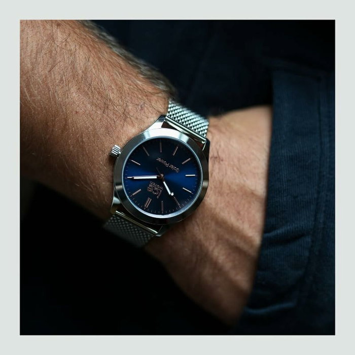 Ice Reloj Solar 023794 con correa de acero gris y esfera azul