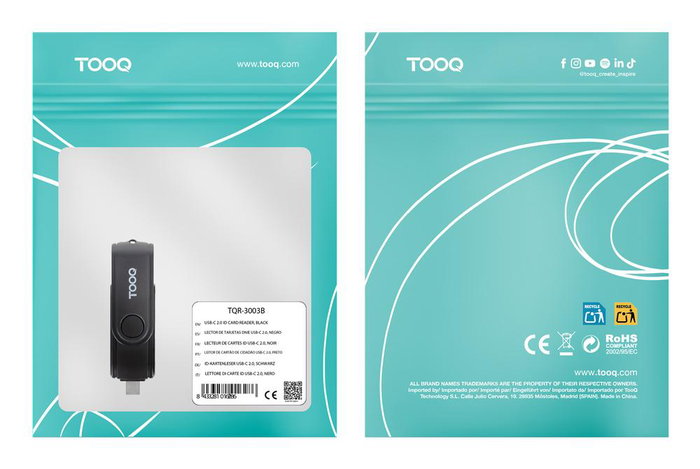 Tooq TQR-3003B Lector de Tarjetas SD y TF con Doble Interfaz USB-C y USB-A Tooq TQR-3003B Lector de Tarjetas SD y TF con Doble Interfaz USB-C y USB-A