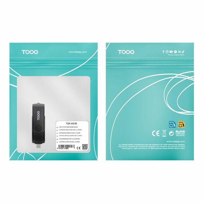 Tooq TQR-3003B Lector de Tarjetas SD y TF con Doble Interfaz USB-C y USB-A Tooq TQR-3003B Lector de Tarjetas SD y TF con Doble Interfaz USB-C y USB-A