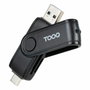 Tooq TQR-3003B Lector de Tarjetas SD y TF con Doble Interfaz USB-C y USB-A