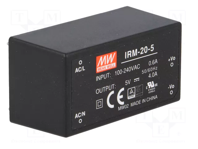 MEAN WELL IRM-20-5 Convertidor AC/DC 20W 5VDC