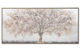 DKD Home Decor Cuadro Lienzo Árbol 3D Dorado y Gris