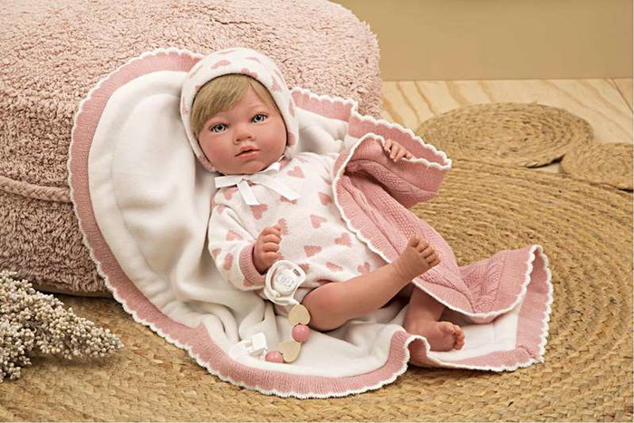 Muñecas Arias Muñeca Reborn Cristina Rosa con Manta 40 cm