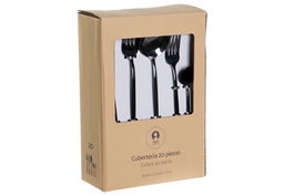 DKD Home Decor Cubertería Basicos Inox Negro Set de 20 Piezas 1.5 x 13 x 3 cm