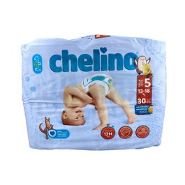 Chelino Pañal Infantil Pasitos Talla 5 para Bebés de 13-18Kg, Paquete de 30 Unidades
