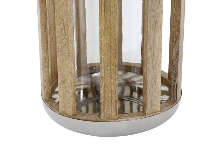 DKD Home Decor Farola Plateado Marron Metal Madera Cristal 22 x 44 x 22 cm