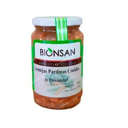 Bionsan Lentejas Pardinas Cocidas en Conserva 220g - Ecológicas - Ricas en Proteínas y Hierro - Sin Grasa - Sin Gluten - Apto para Vegetarianos y Veganos