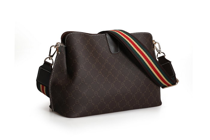 Lucky Bees Bandolera 334 v2 Marrón, Bolso de Polipiel Elegante para Mujer, 29x13x21 cm