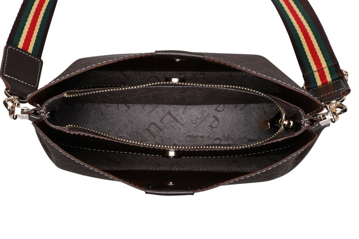 Lucky Bees Bandolera 334 v2 Marrón, Bolso de Polipiel Elegante para Mujer, 29x13x21 cm