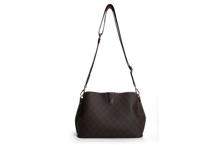 Lucky Bees Bandolera 334 v2 Marrón, Bolso de Polipiel Elegante para Mujer, 29x13x21 cm
