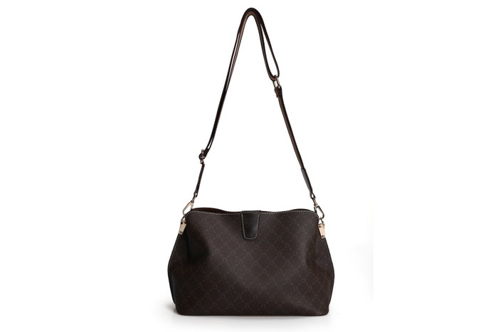 Lucky Bees Bandolera 334 v2 Marrón, Bolso de Polipiel Elegante para Mujer, 29x13x21 cm