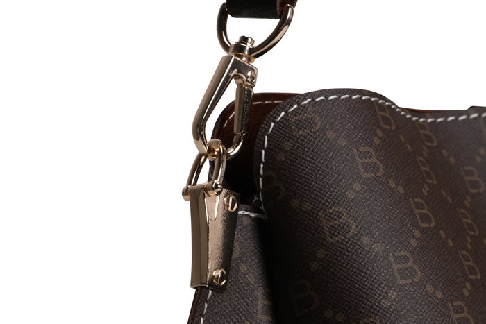 Lucky Bees Bandolera 334 v2 Marrón, Bolso de Polipiel Elegante para Mujer, 29x13x21 cm