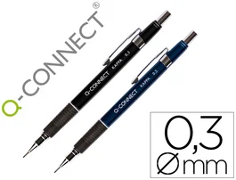 Q-connect Portaminas Kappa 0,3 mm Sujeción de Caucho con Clip Metálico y Goma en Pulsador