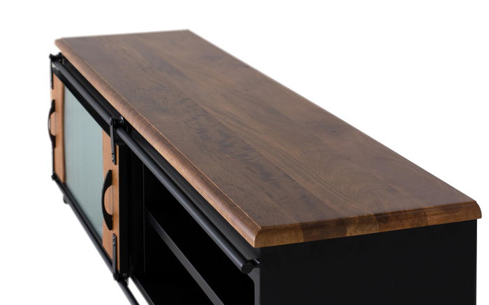 GINER Y COLOMER Mueble TV Industrial de Madera de Mango y Metal 160 cm