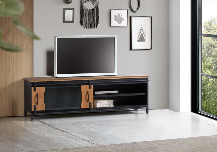 GINER Y COLOMER Mueble TV Industrial de Madera de Mango y Metal 160 cm GINER Y COLOMER Mueble TV Industrial de Madera de Mango y Metal 160 cm
